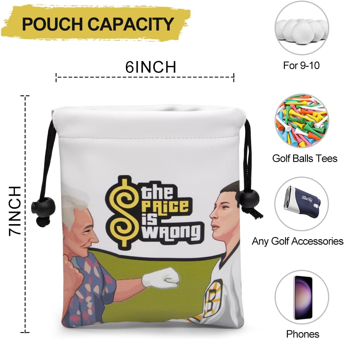 Bolsa de golf para objetos de valor, bolsa de cuero para camiseta de golf con cierre de cordón, bolsa portátil para pelotas de golf, accesorios de