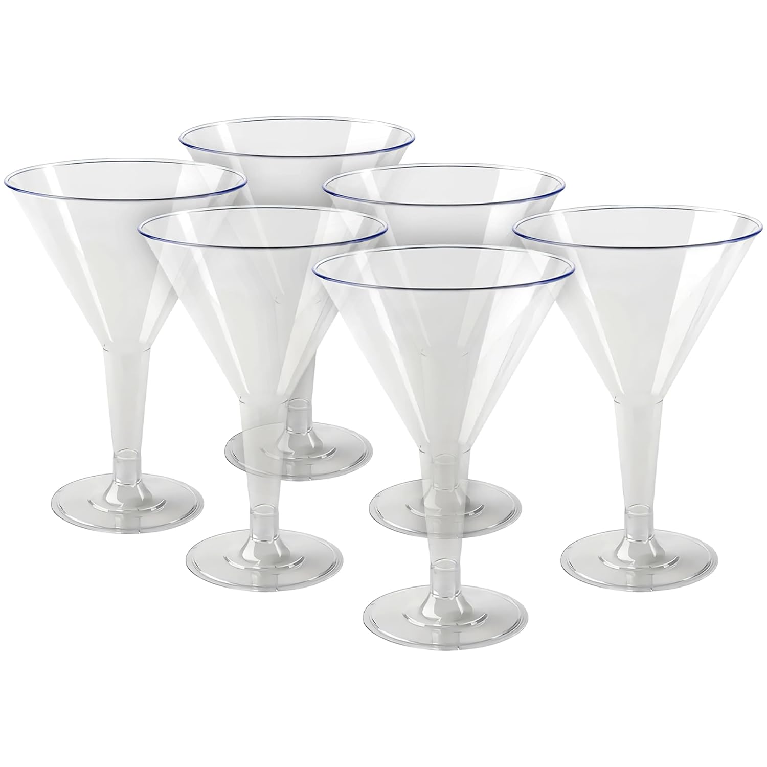 Elegantes tazas de Martini de plástico transparente, 6 onzas (6 unidades) – Vasos de cóctel de plástico de alta calidad y vasos de fiesta,