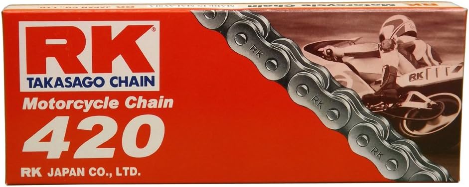 RK Racing Chain M420-110 (Serie 420) Cadena estándar sin junta tórica 110-Links con enlace de conexión