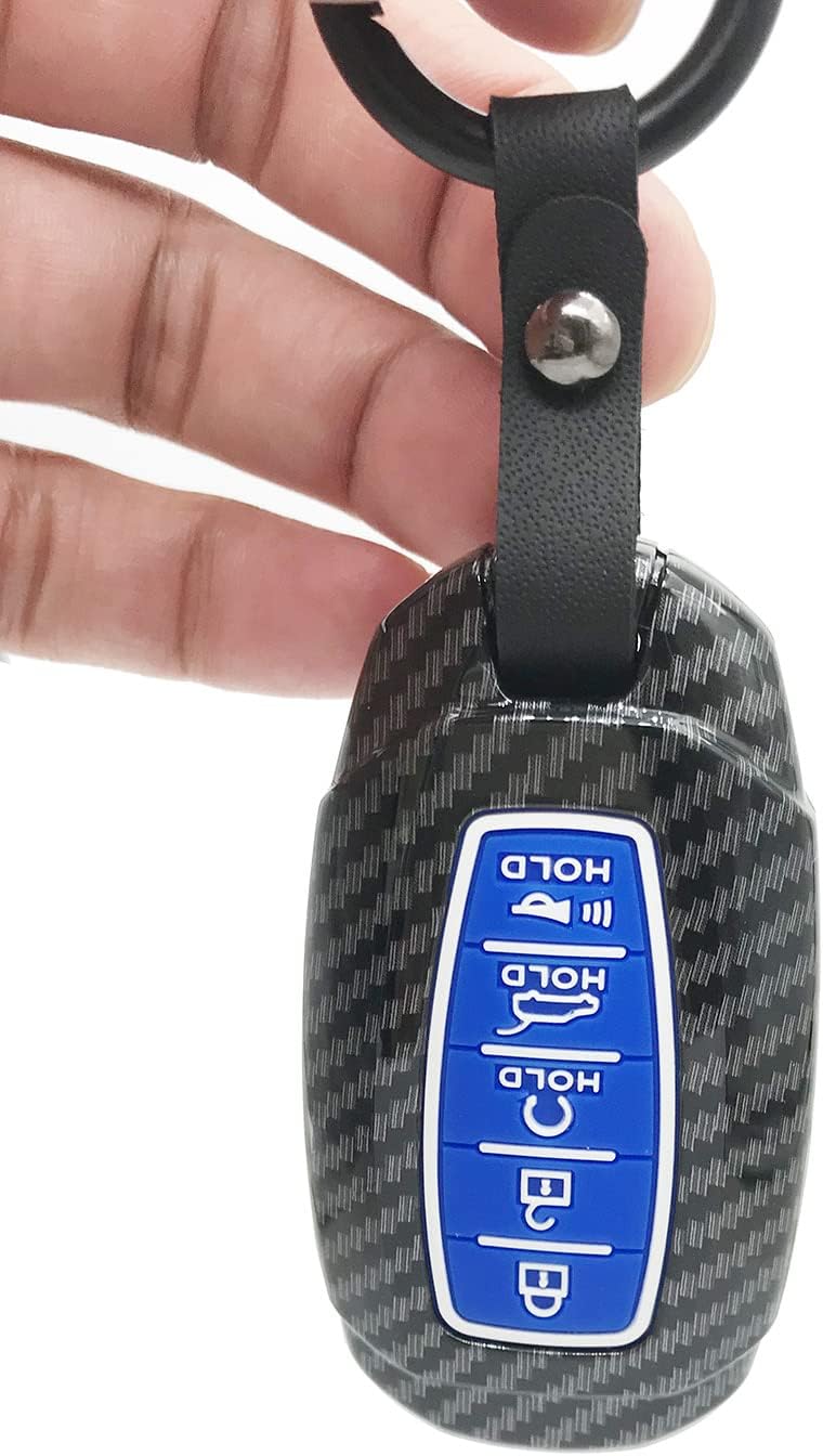 Funda protectora de fibra de carbono ABS con botones de silicona para Hyundai Santa Fe Palisade Kona Elantra GT Veloster 4 botones