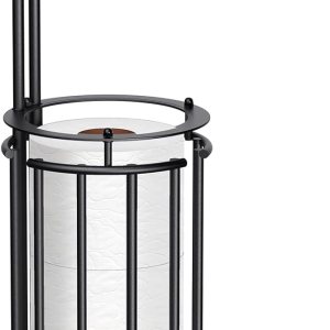 Meangood Soporte de papel higiénico y dispensador de rollo de papel de seda para 4 megarrollos, soporte de almacenamiento de rollos de papel Meangood Soporte de papel higiénico y dispensador de rollo de papel de seda para 4 megarrollos, soporte de almacenamiento de rollos de papel