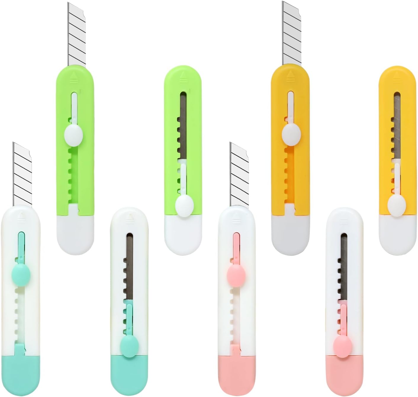 Honbay 8 piezas de mini cuchillos utilitarios de color caramelo creativo lindo abrecartas cuchillo de arte portátil cuchillo retráctil sobre