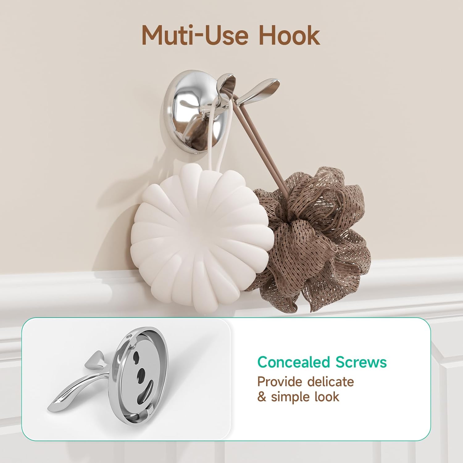 USHOWER Juego de accesorios de baño de cromo pulido, juego de toallero de 18 pulgadas montado en la pared, juego de accesorios de baño resistentes,