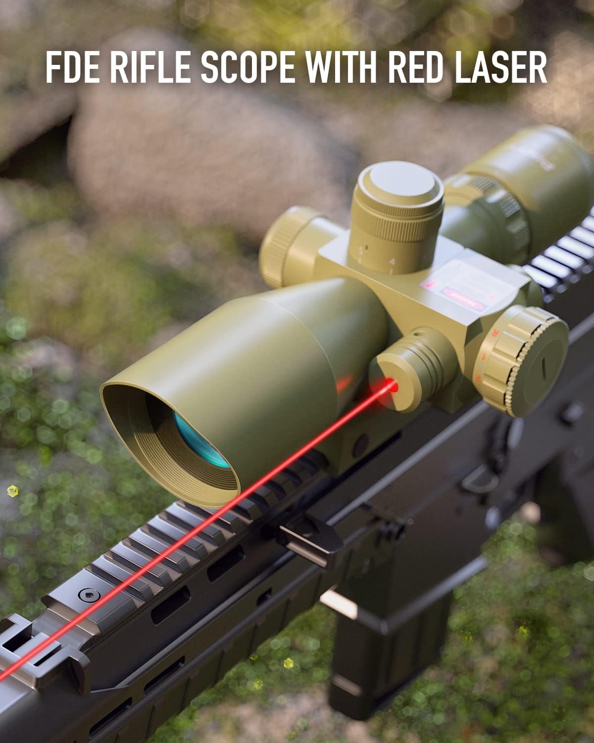 Pinty 2.5-10×40 Rojo Verde Iluminado Mil-dot Tactical Rifle Alcance con Láser Rojo Combo – Color de Lente Verde