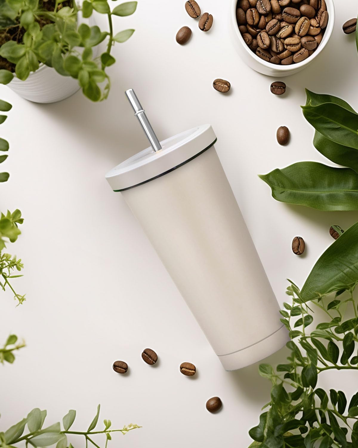 Vaso aislado con tapa y pajilla, taza fría, taza de acero inoxidable de 25 onzas con aislamiento al vacío, taza de café de doble pared, sin BPA,