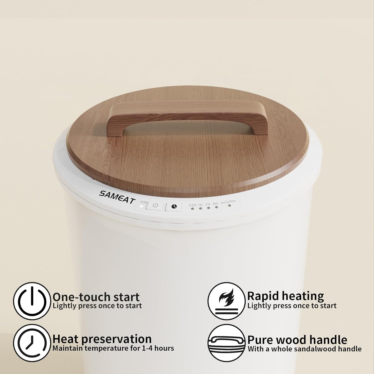 SAMEAT Calentador de toallas grande para baño, calentador de toallas con calefacción, tapa de madera, apagado automático, se adapta a hasta dos