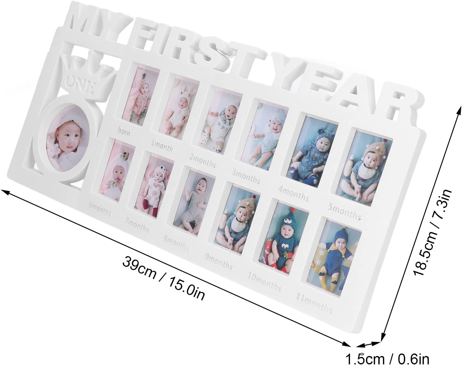 Newborn Photo Frame, Baby’s First Year Growth Picture Frame,12 Month Record Baby’s Monthly Growth Desktop Picture Frame Baby Photo Frame,1st