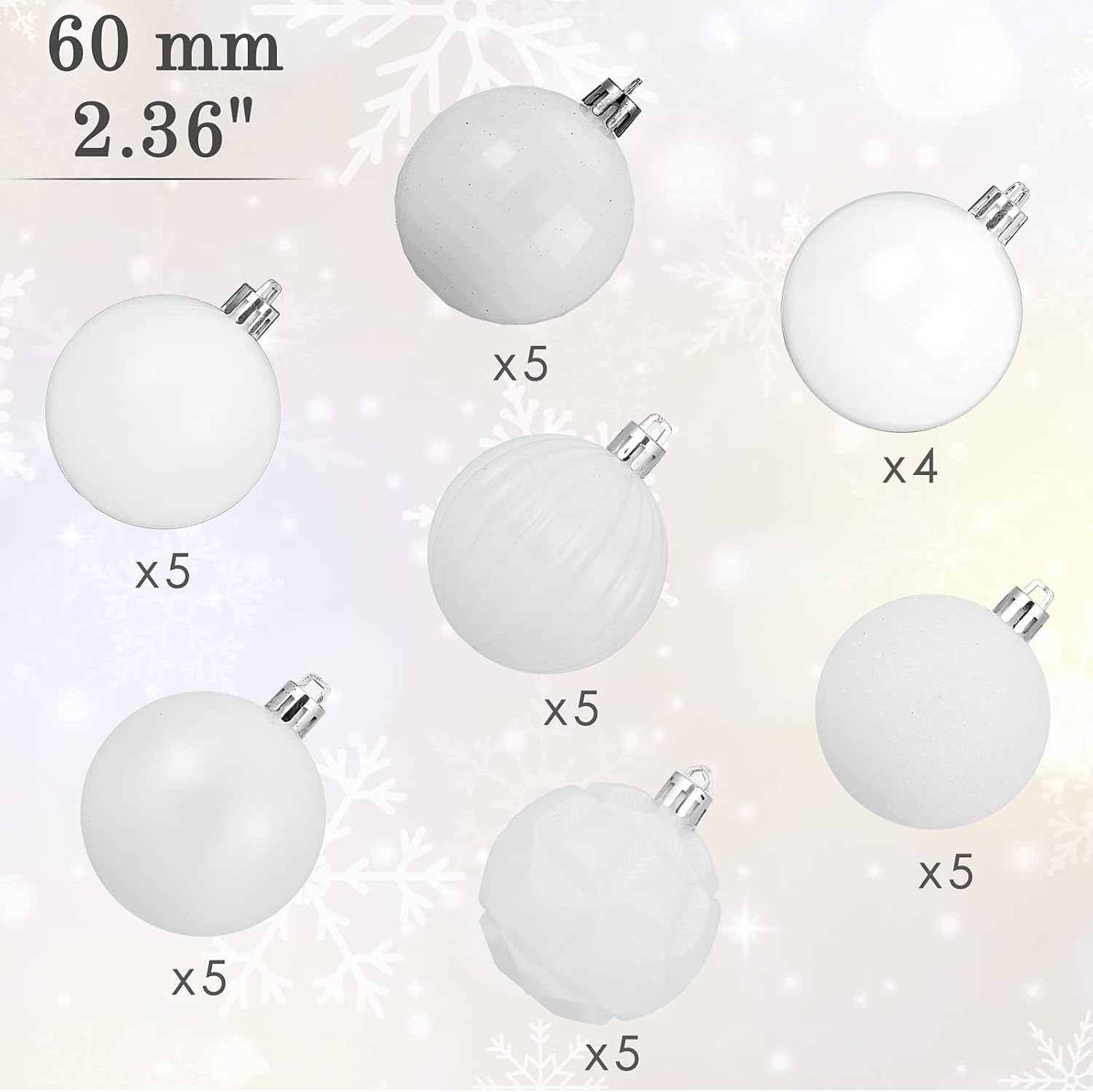 AMS Esfera de Navidad de 2.36 pulgadas, 34 quilates, adornos grandes, decoraciones de fiesta, inastillables, colgantes para Halloween, Acción de