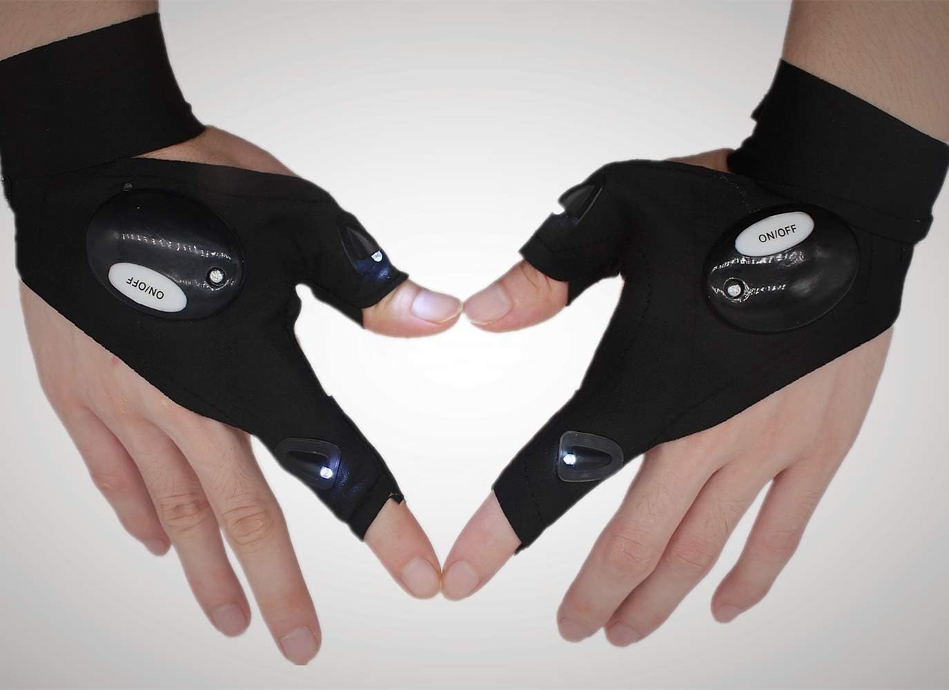Guantes de linterna, guantes de linterna LED sin dedos, regalos de cumpleaños para hombre, linternas manos libres para trabajar en lugares oscuros