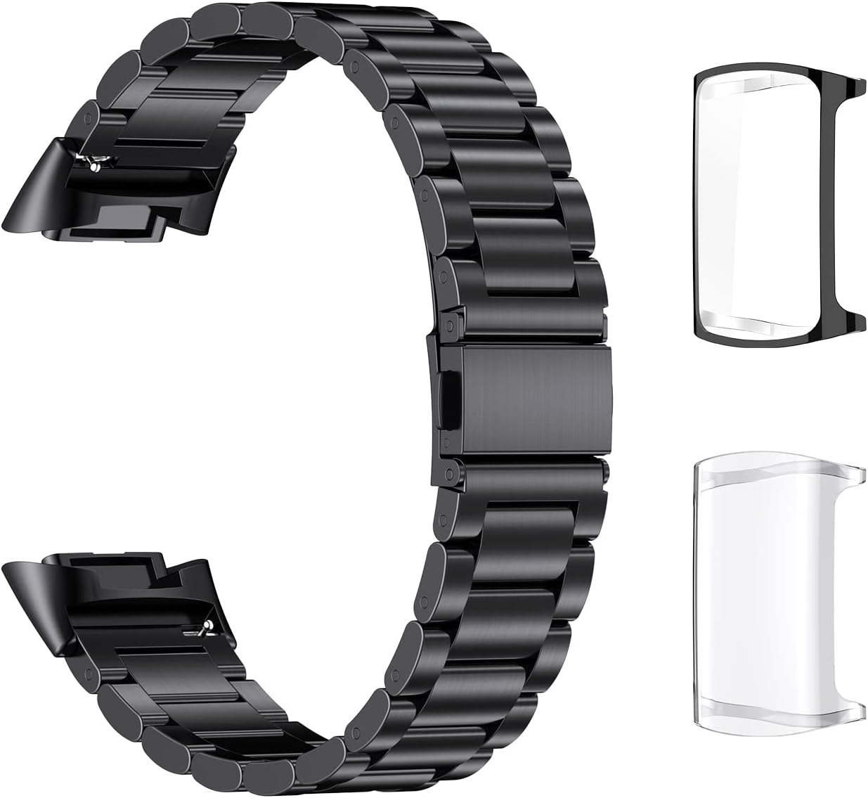 for Fitbit Charge 65 Metal Watch Band with Case, Stainless Steel Replacement Strap Compatible with Fitbit Charge 65 Wristband
