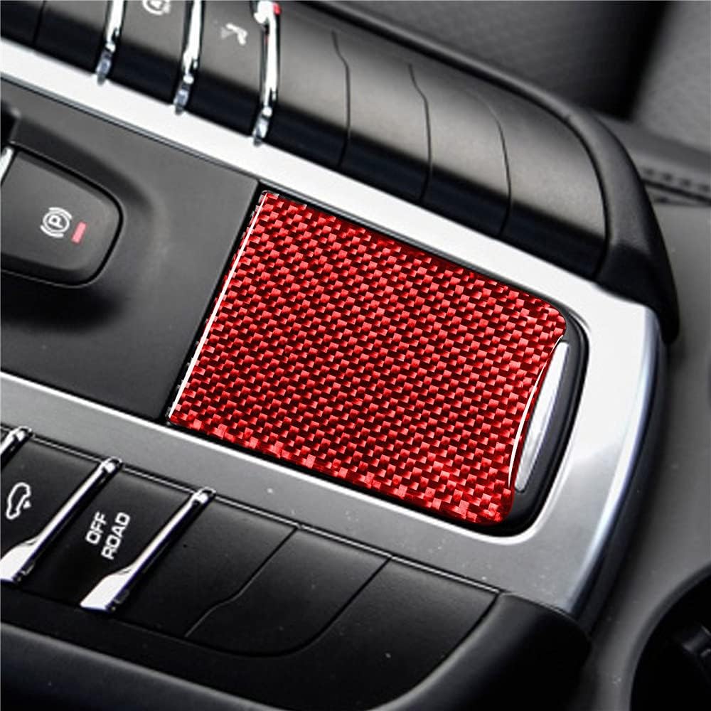 SYLALE 6 piezas de consola central de fibra de carbono real, caja de cambios, panel de ajuste para Porsche Macan 2014-2021 accesorios interiores de