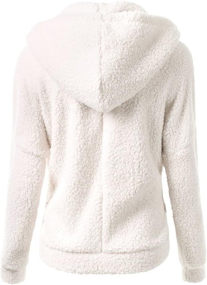 SNKSDGM Chaqueta con forro polar para mujer, ropa larga con capucha, suave, holgada, de piel sintética, para exteriores