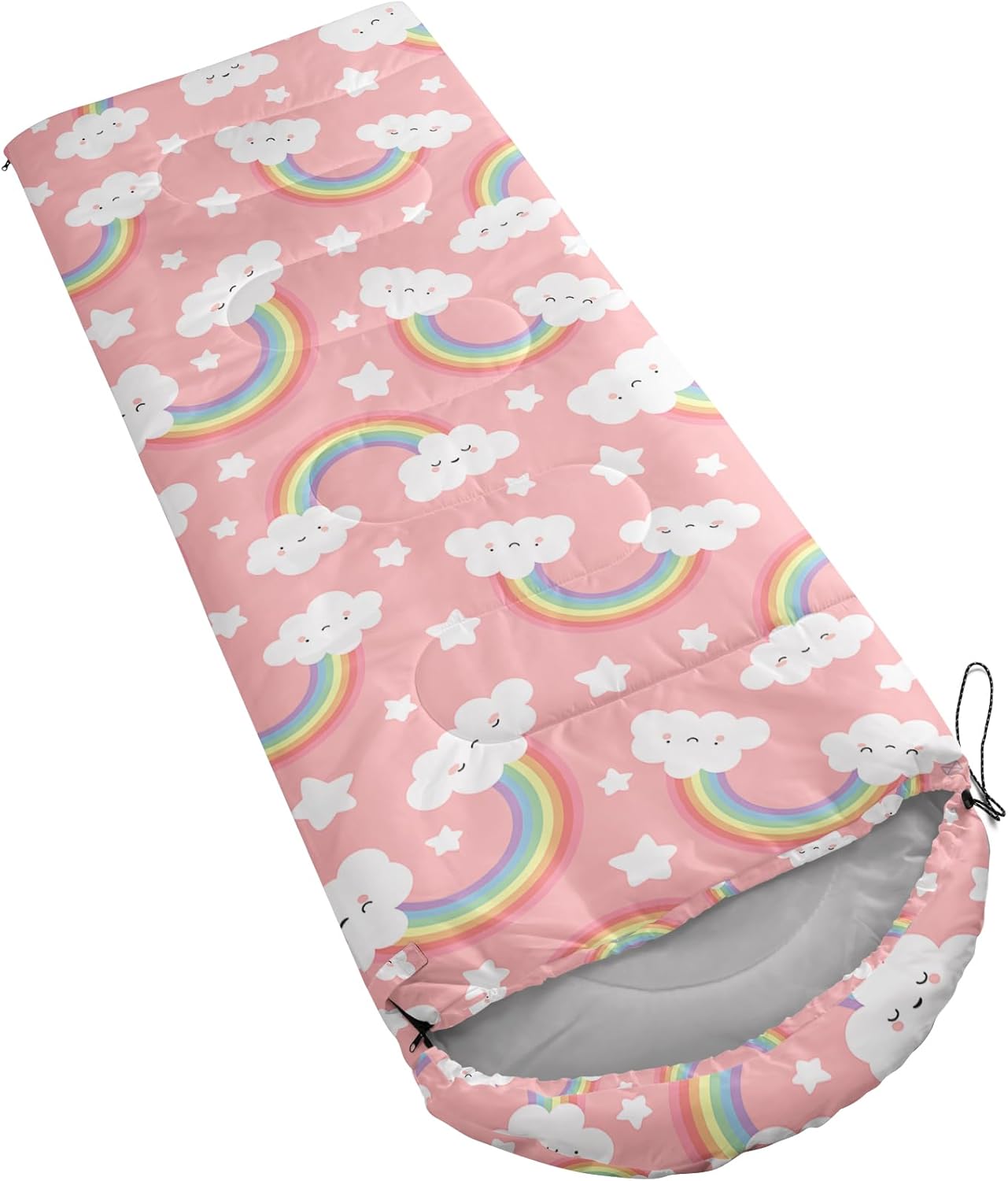 AILONEN Saco de dormir con bolsa de transporte compacta, para adultos, niñas, niños, pijamadas, viajes, al aire libre, impermeable y ligero, saco de
