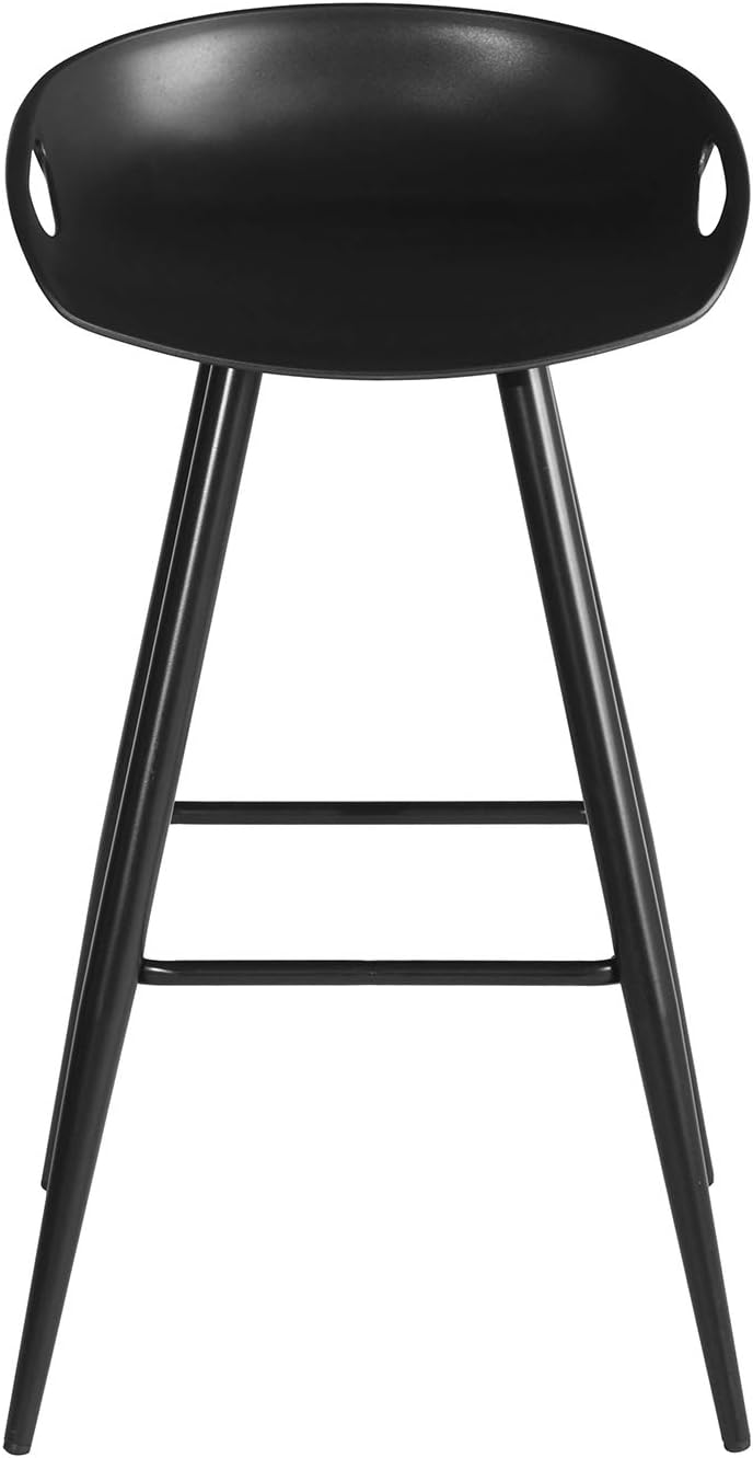 Set of 2 Bar Stools, 32.3-inch Simple Modern Style High Counter Stool with Low Backrest & Footrest & Metal Legs & PP Seat, Portable Barstools for