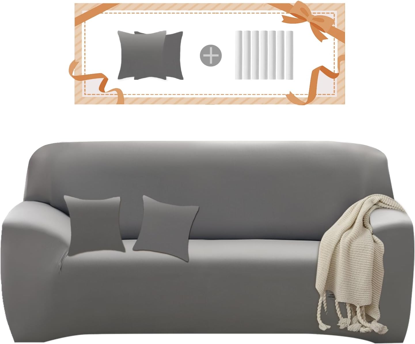 Miaotto Funda elástica para sofá de 1 pieza, funda para sofá de 2 cojines, apta para mascotas y perros, con 2 fundas de almohada, protector de