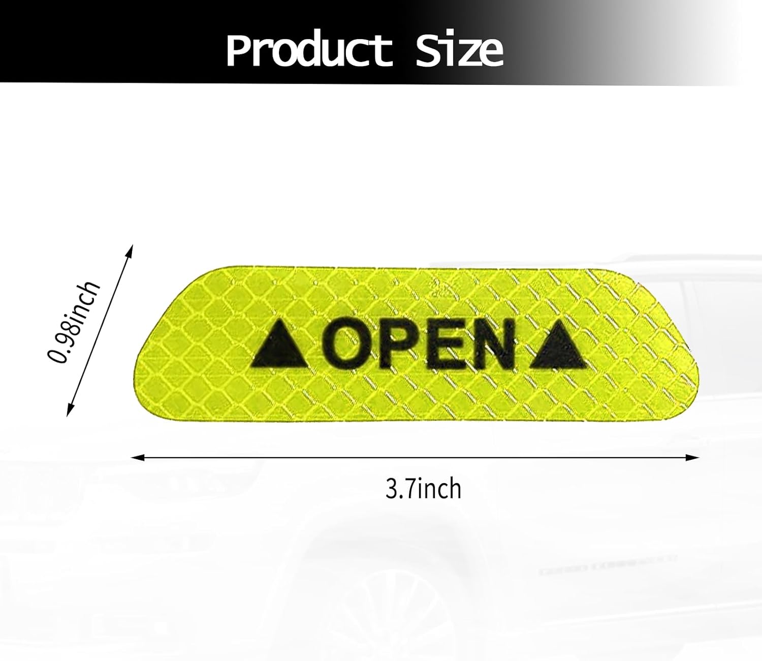 4 calcomanías de advertencia de apertura de automóvil, 3.74 x 0.98 pulgadas, tira reflectante de apertura de puerta anticolisión, película