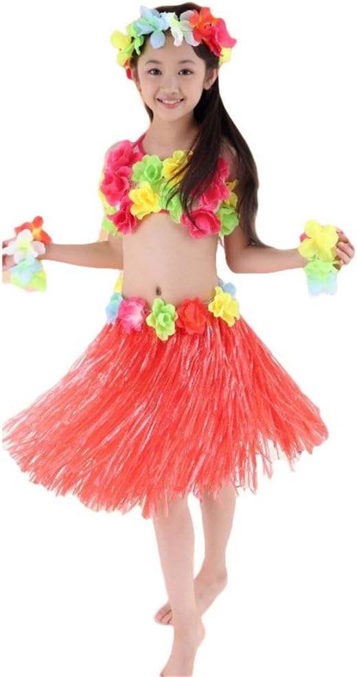 Disfraz hawaiano de baile de hula, 5 piezas para niñas
