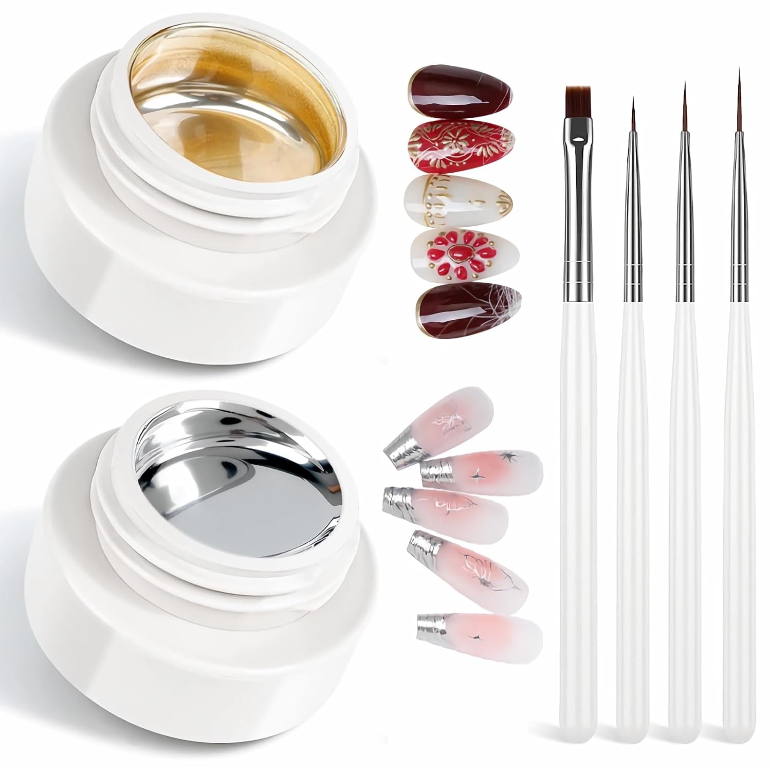Gel de uñas de pintura metálica, esmalte de uñas de gel pintado plateado y dorado, esmalte de uñas de espejo 3D gel de pintura de metal para uñas,