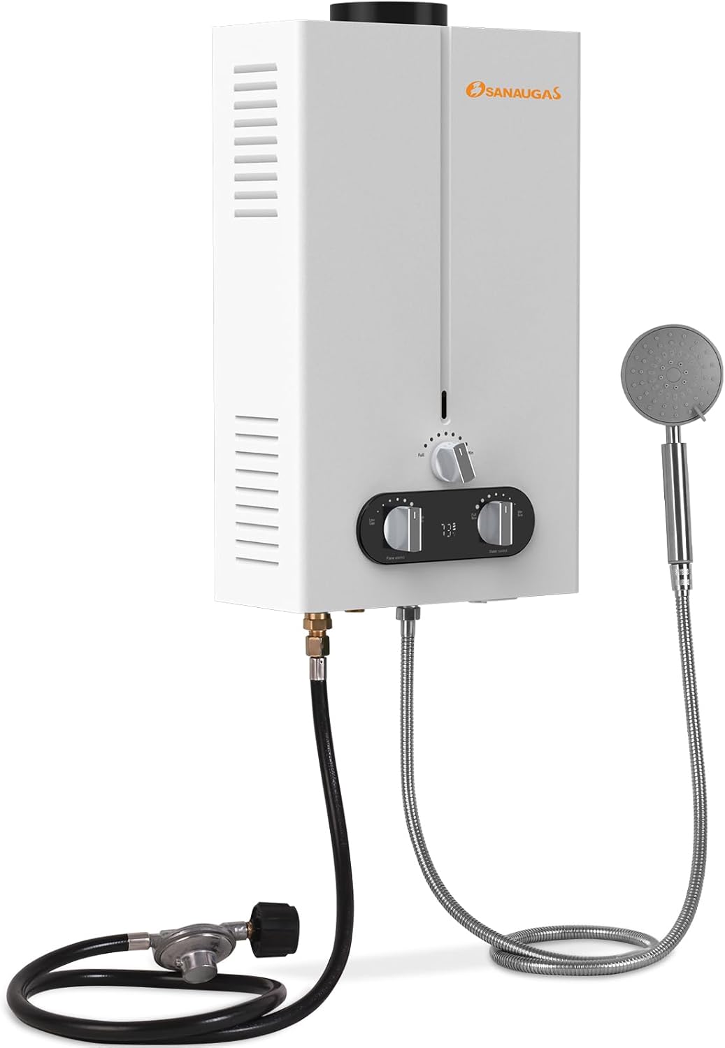Calentador de agua de propano sin tanque, 1.85GPM 7L, calentador de agua caliente instantáneo portátil, uso al aire libre para RV, cámper, remolque