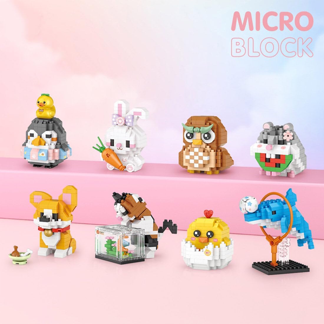 Aetheria Juego de 150 bloques de animales de construcción de pollitos, decoración creativa del hogar, ladrillos de juguete para niños o adultos,