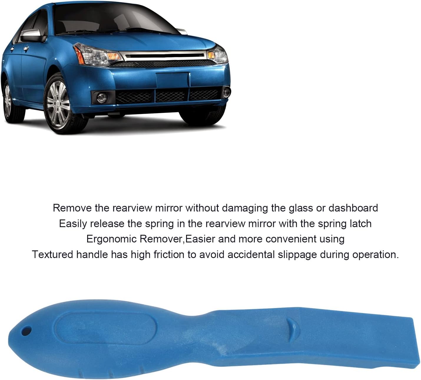 Aramox Pestillo de resorte de coche, herramienta de eliminación de espejo retrovisor, herramienta de eliminación de resorte, ergonómico, azul, ABS,