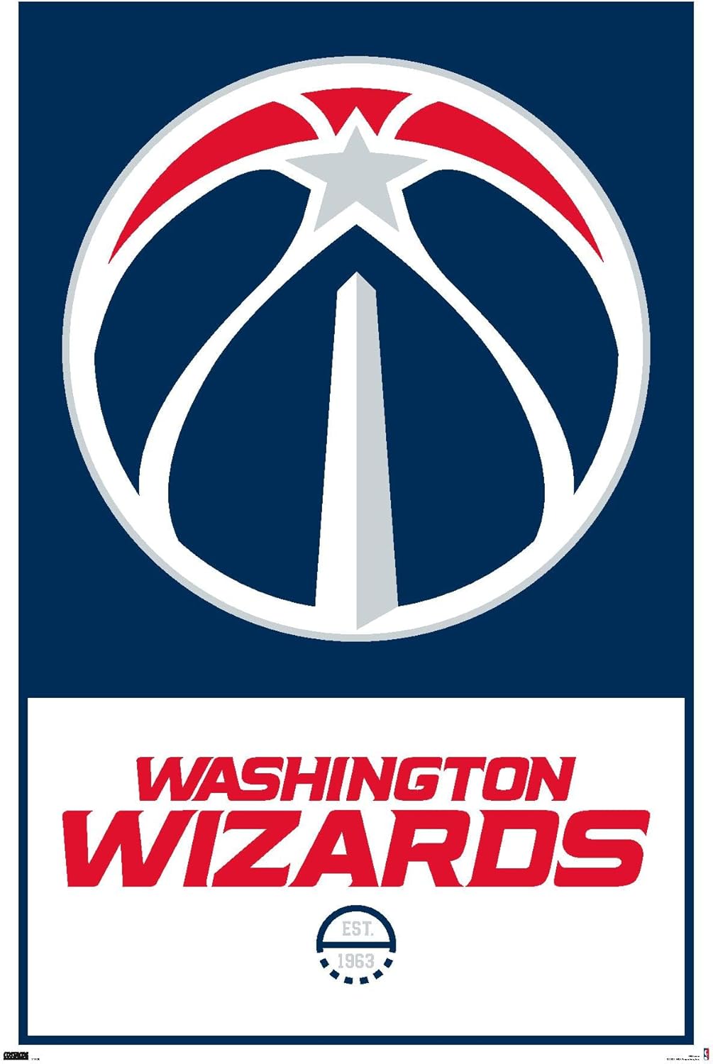 Trends International NBA Washington Wizards – Póster de pared con logotipo 21, 22.375 x 34 pulgadas, versión premium sin marco
