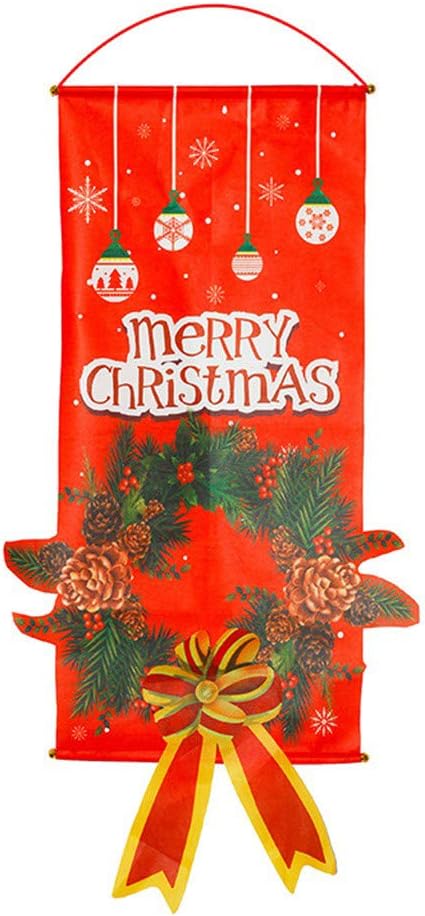 IAMAGOODLADY Decoraciones de Navidad, adorno de Feliz Navidad, bandera de Papá Noel, bandera de la puerta, ventana, decoración colgante de