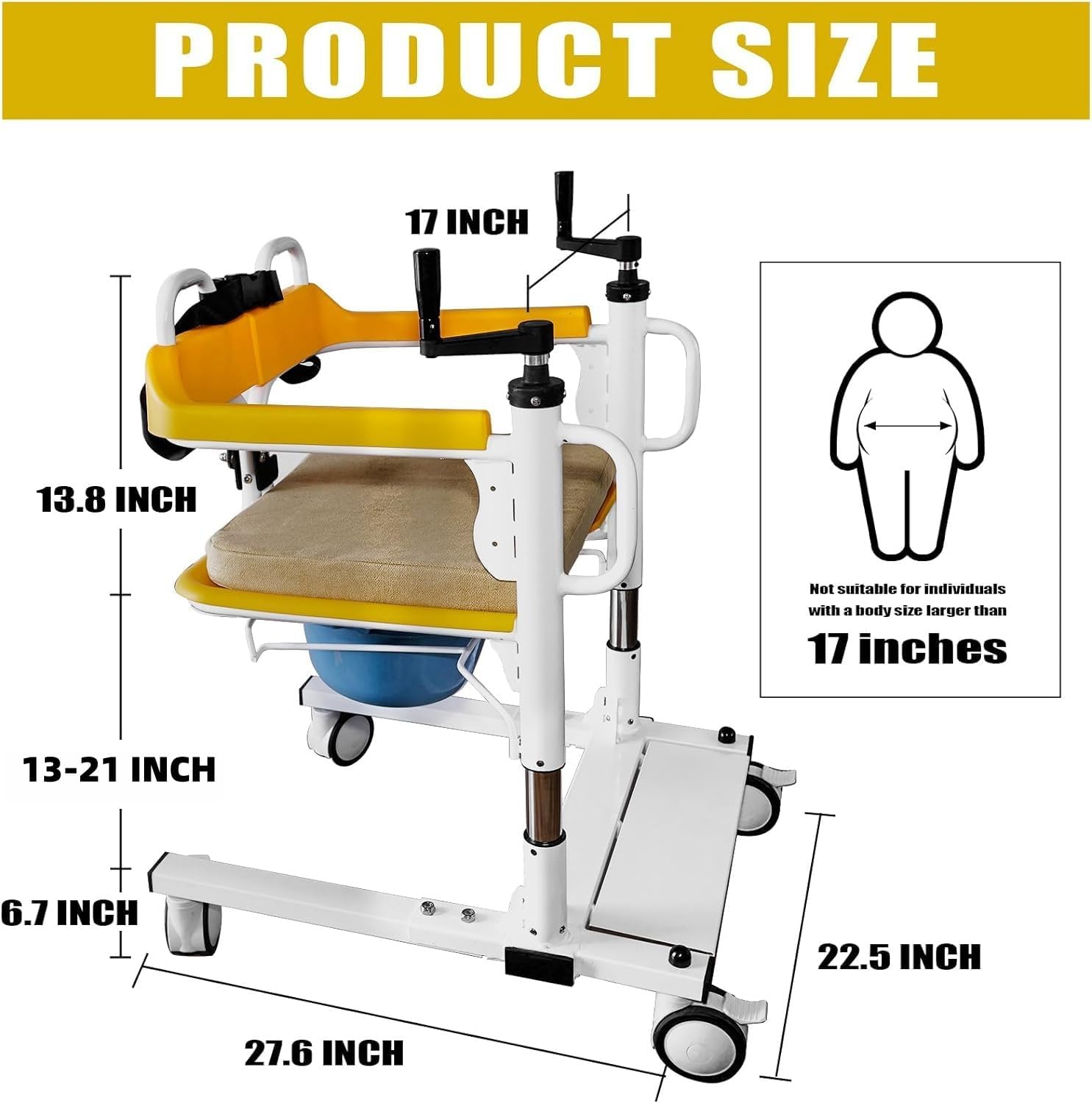 Silla de transferencia de paciente 5 en 1, versátil silla de ruedas para personas mayores, altura ajustable para el hogar y el hospital, ropa de