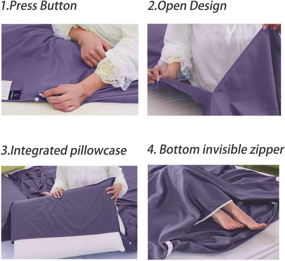 MongByYa Saco de dormir ligero compacto saco de dormir portátil limpio hoja de viaje camping cama para mochileros hotel senderismo