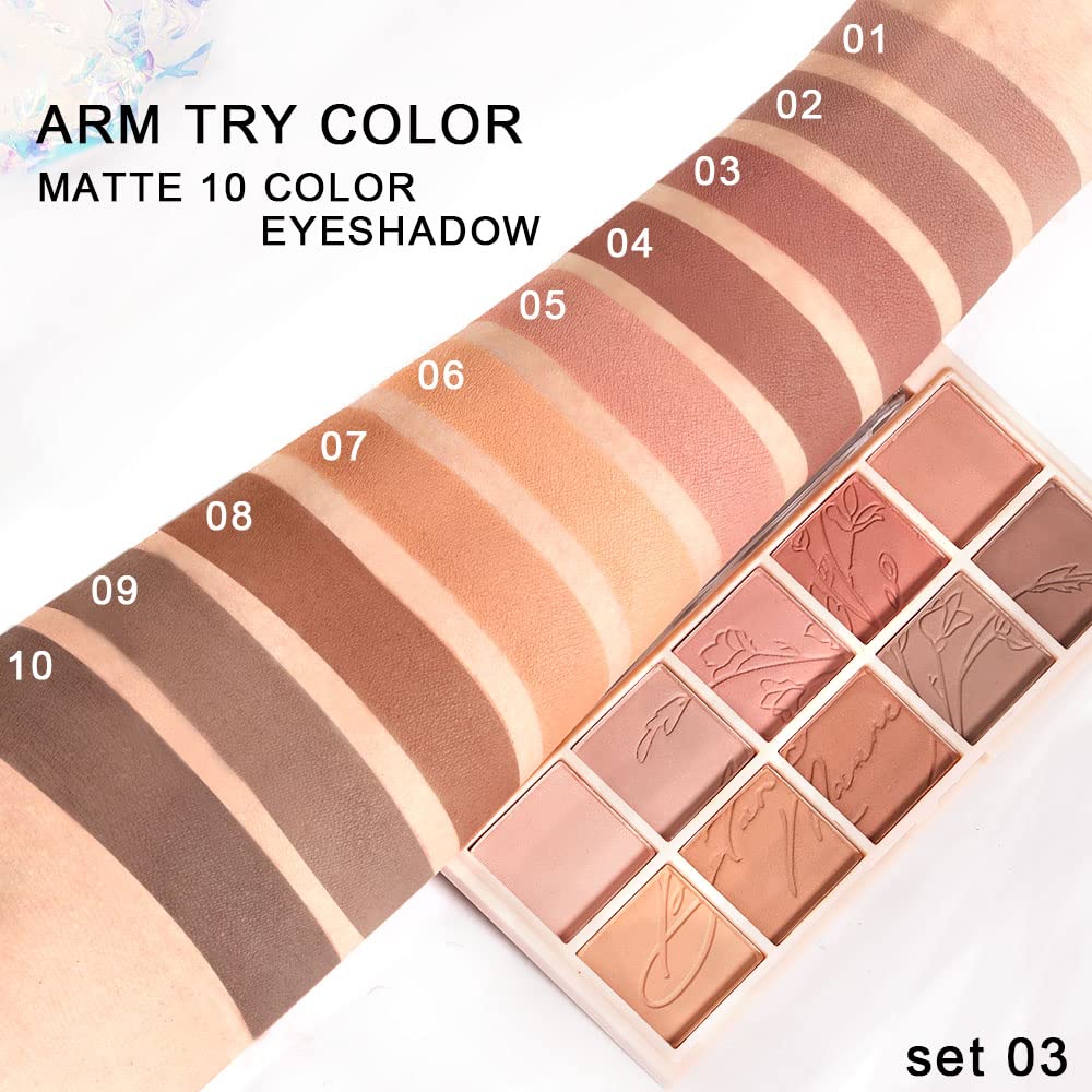 Paleta de sombras de ojos Naked Matte de 10 colores, color desnudo, gris pardo, marrón mate, tonos neutros para viajes, paleta de sombra de ojos