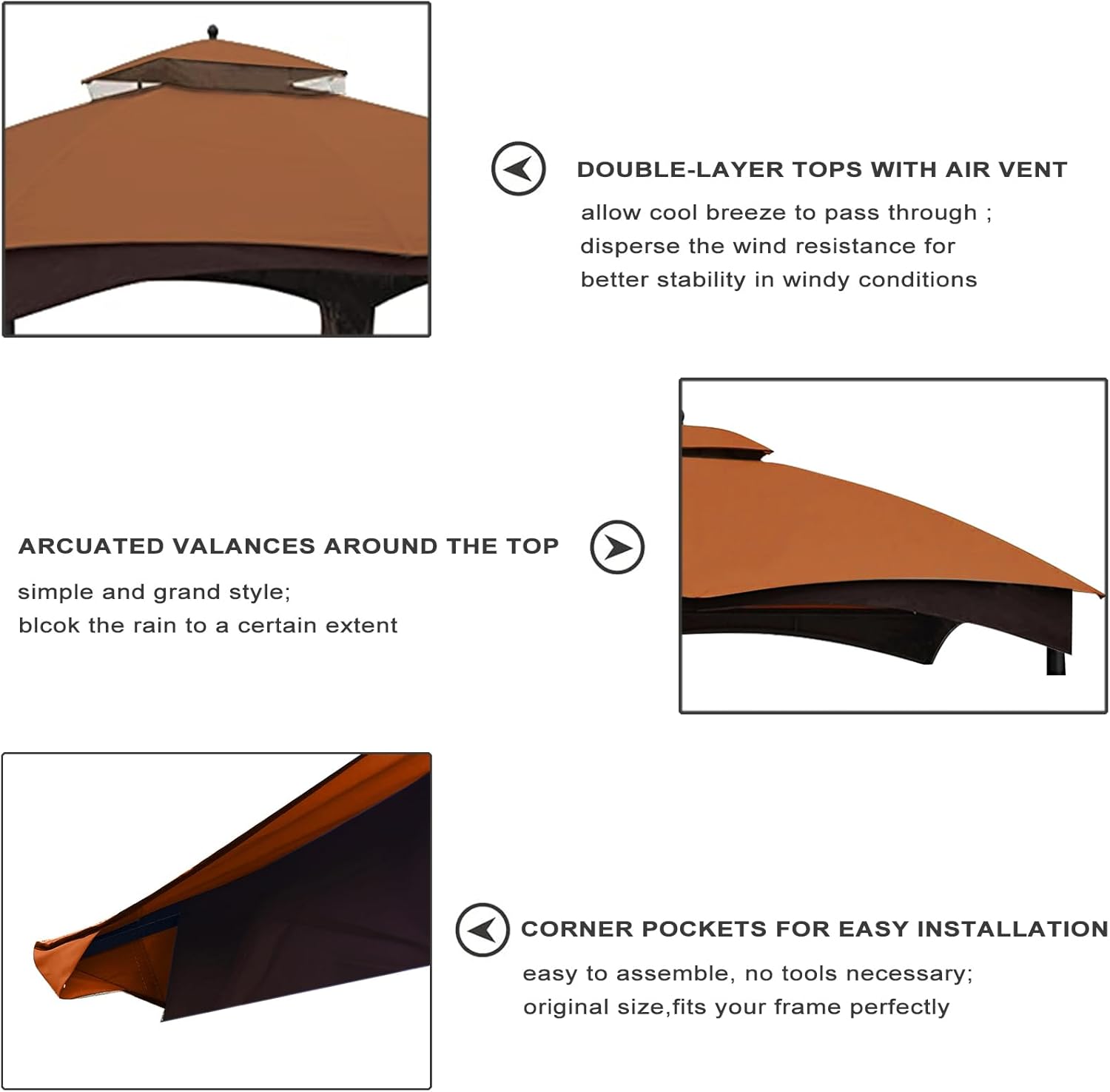 Eurmax- Toldo de repuesto para gazebo Lowe’s Allen Roth 10 x 12 #GF-12S004B-1