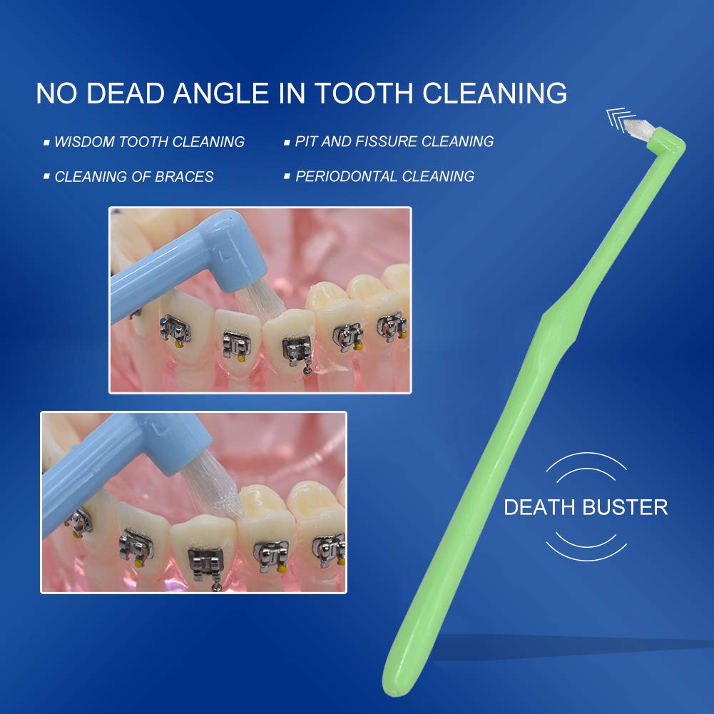 Angzhili 9 cepillos de dientes interespaciales, cepillo de dientes ortodóntico de ortodoncia para zonas difíciles de alcanzar, cepillo de dientes
