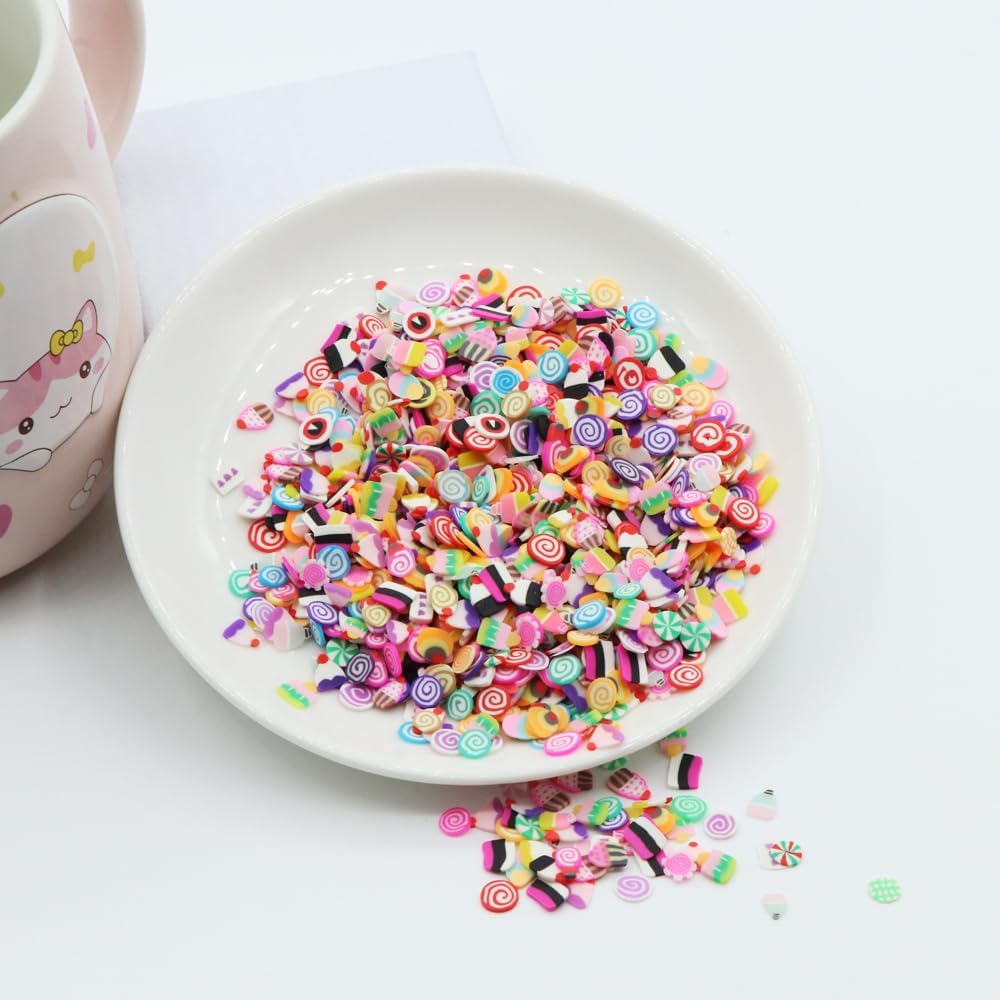 Polímero mixto de arcilla polimérica de 1.76 oz, 0.197 in, mezcla de colores, rebanadas de cerámica suave, decoración de uñas, accesorios de relleno