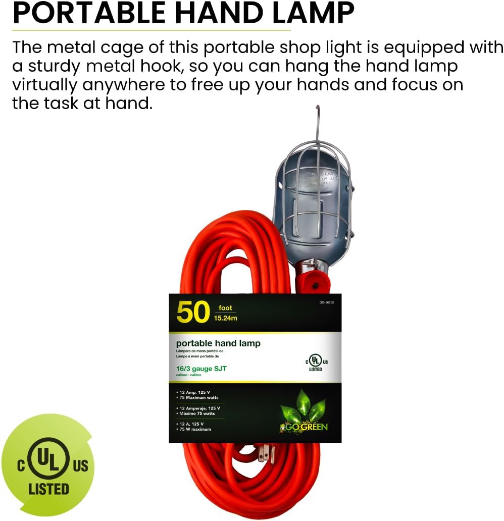 GoGreen Power (GG-36750) 163 50′ Lámpara de mano portátil