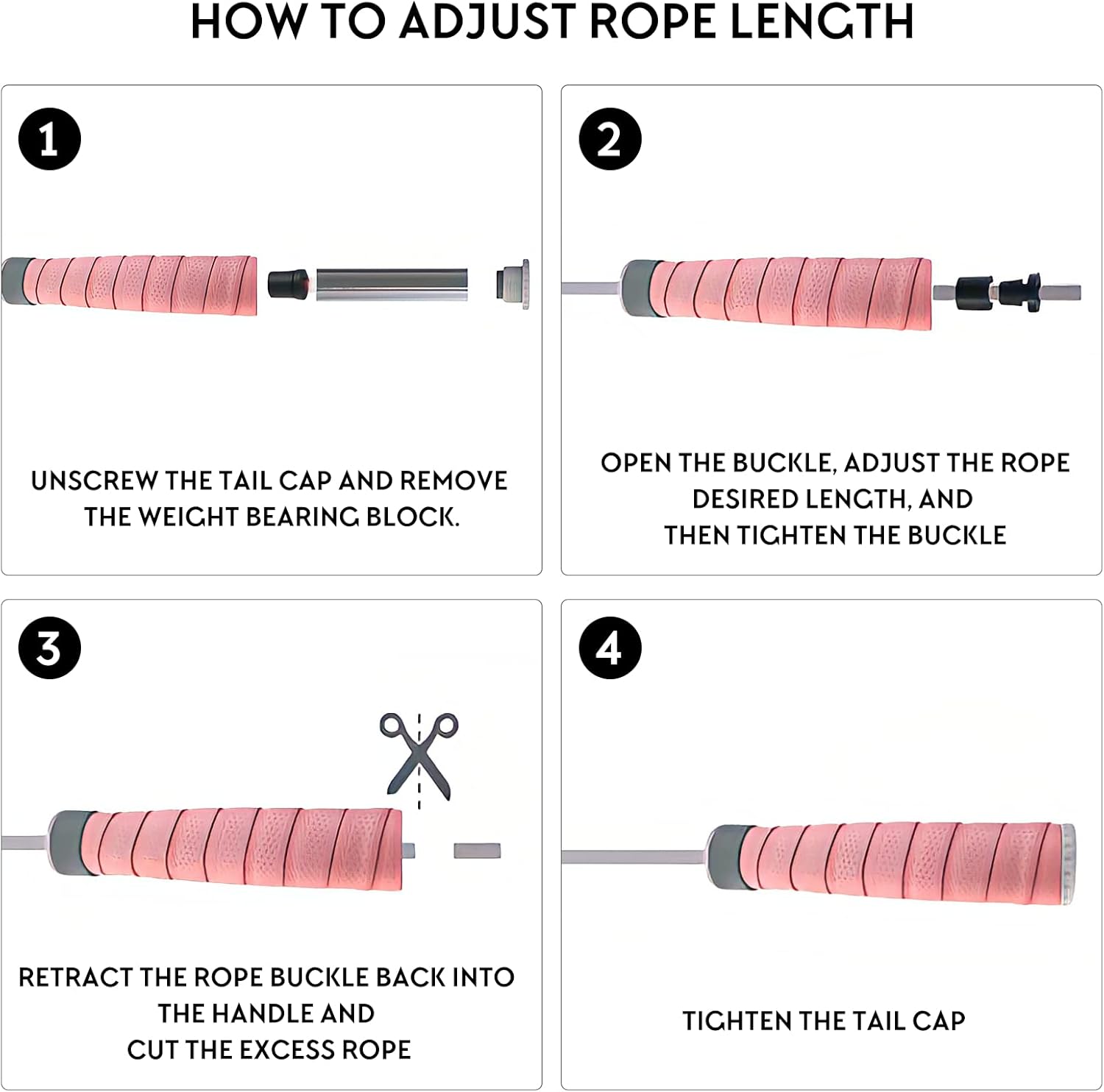 Cuerda de saltar con peso de 1 libra para fitness, asas de piel sintética ajustables que absorben el sudor y cuerda de PVC para mujeres y hombres,