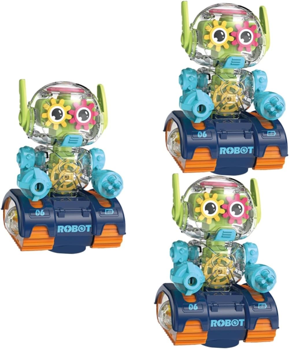 SAFIGLE 3 unids Gear Robot Kids Sports Toys Plastic Playes Boys Toys Race Cars Special Needs Juguetes para niños Juguetes de luz Robot Juguete Luz