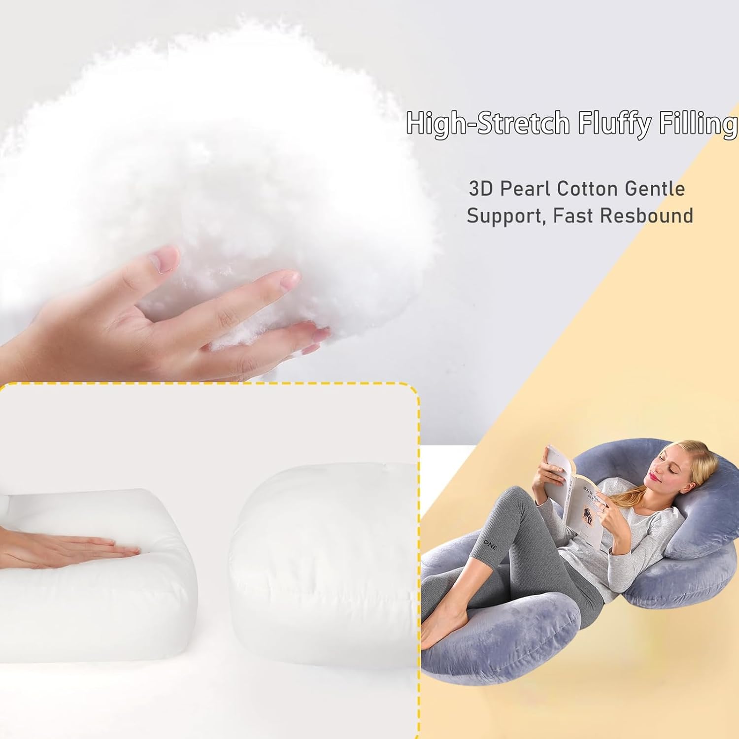 Almohadas de embarazo para dormir, almohada de cuerpo completo en forma de C para mujeres embarazadas, almohada de embarazo suave con funda de