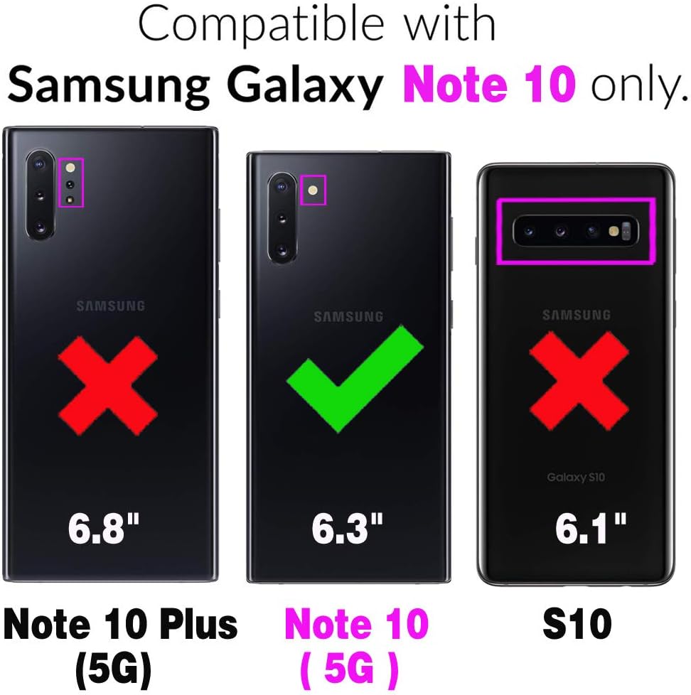Asuwish Funda de teléfono para Samsung Galaxy Note 10 5G con protector de pantalla de vidrio templado y correa para la muñeca, soporte para tarjeta