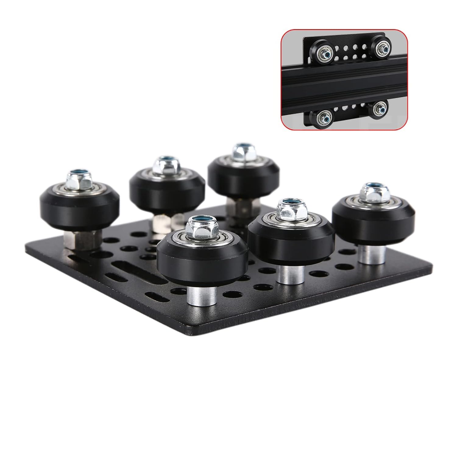 Paquete de 1 kit de placa de pórtico de 2040 V ensamblada con 6 ruedas POM sólidas en V, solo compatible con perfiles de extrusión de aluminio con