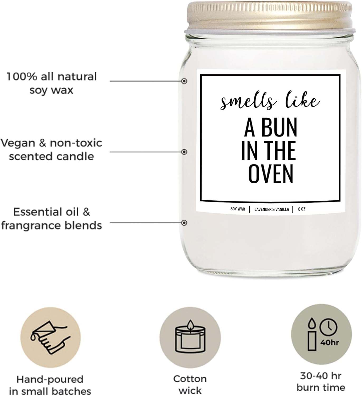 YouNique Designs Vela de anuncio de embarazo para abuelos, papá, familia, tío tía, 8 onzas, revelación de embarazo a los padres, velas de