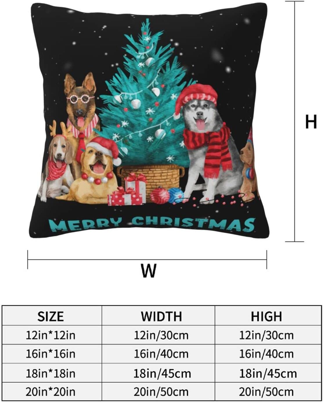 Oplp Merry Christmas – Juego de 2 fundas de almohada cuadradas de invierno para mascotas, perros, decoración para dormitorio, sofá, silla, 18 x 18