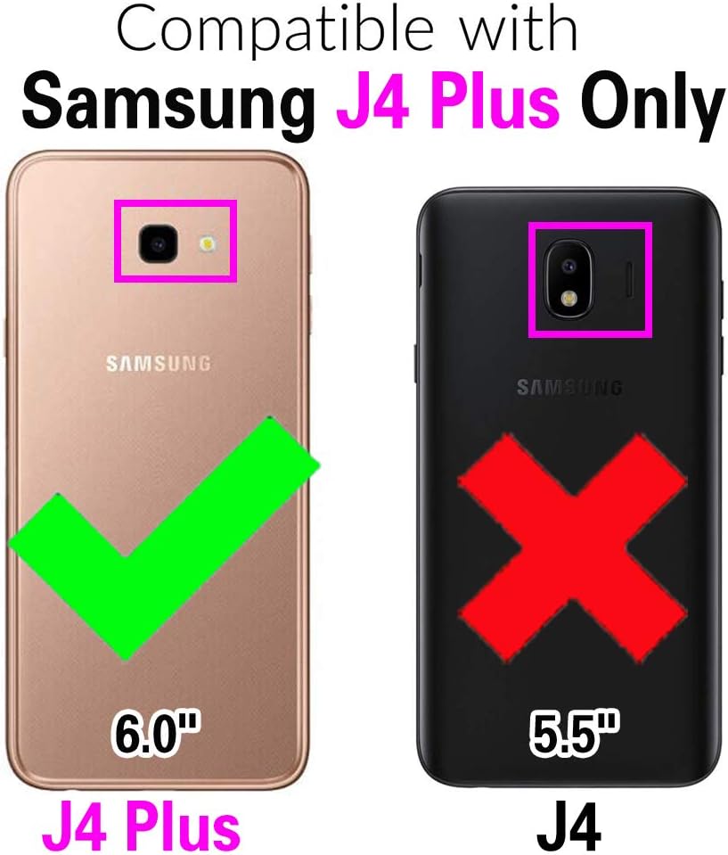 Asuwish Funda compatible con Samsung Galaxy J4 Plus y protector de pantalla de vidrio templado, accesorios de celda, fundas protectoras delgadas de