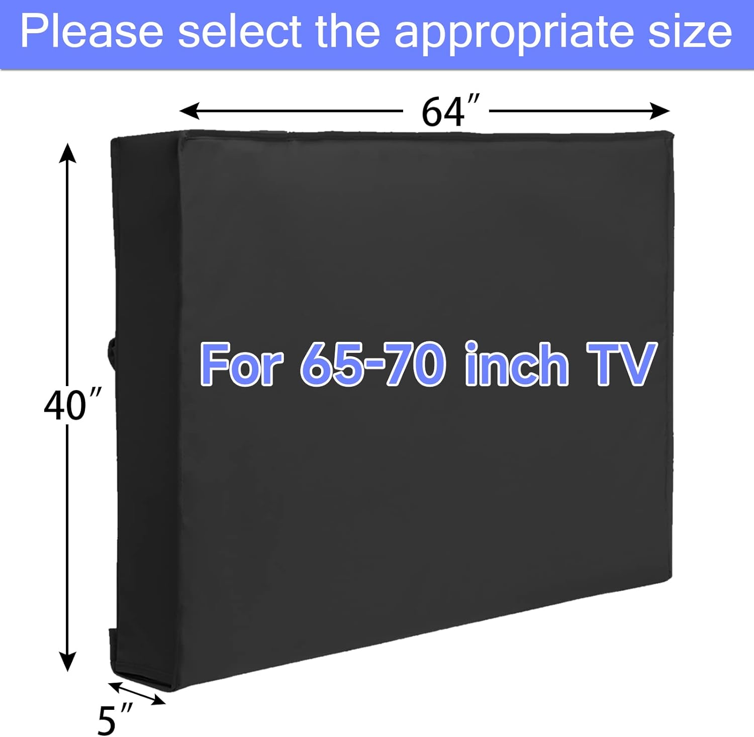 Funda de TV para exteriores, impermeable, resistente al polvo, resistente a la intemperie, color negro, con cubierta inferior, bolsillo de control
