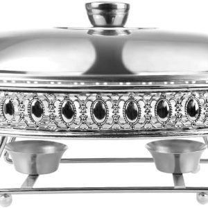 Juego de platos de acero inoxidable para bufé, bandeja ovalada para alimentos con tapa, servidores de buffet y calentadores de alimentos para Juego de platos de acero inoxidable para bufé, bandeja ovalada para alimentos con tapa, servidores de buffet y calentadores de alimentos para