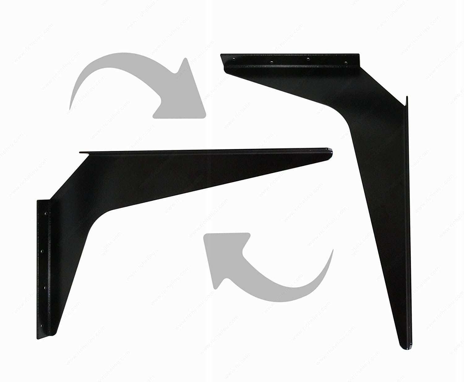 Un par de estaciones de trabajo Brackets reversible de alta resistencia, capacidad de carga por par (12 x 18 pulgadas, negro)