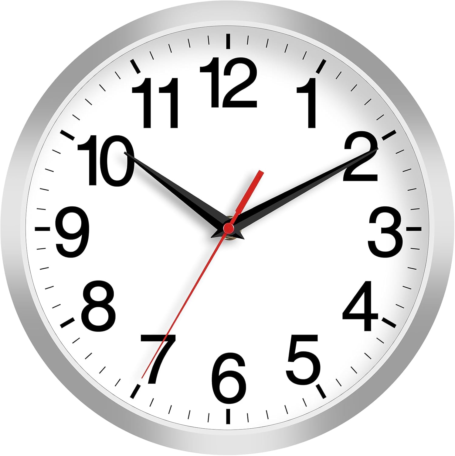 Reloj de pared de 12 pulgadas, moderno reloj de pared a pilas, reloj analógico silencioso sin tictac para dormitorio, cocina, baño, oficina, hogar,
