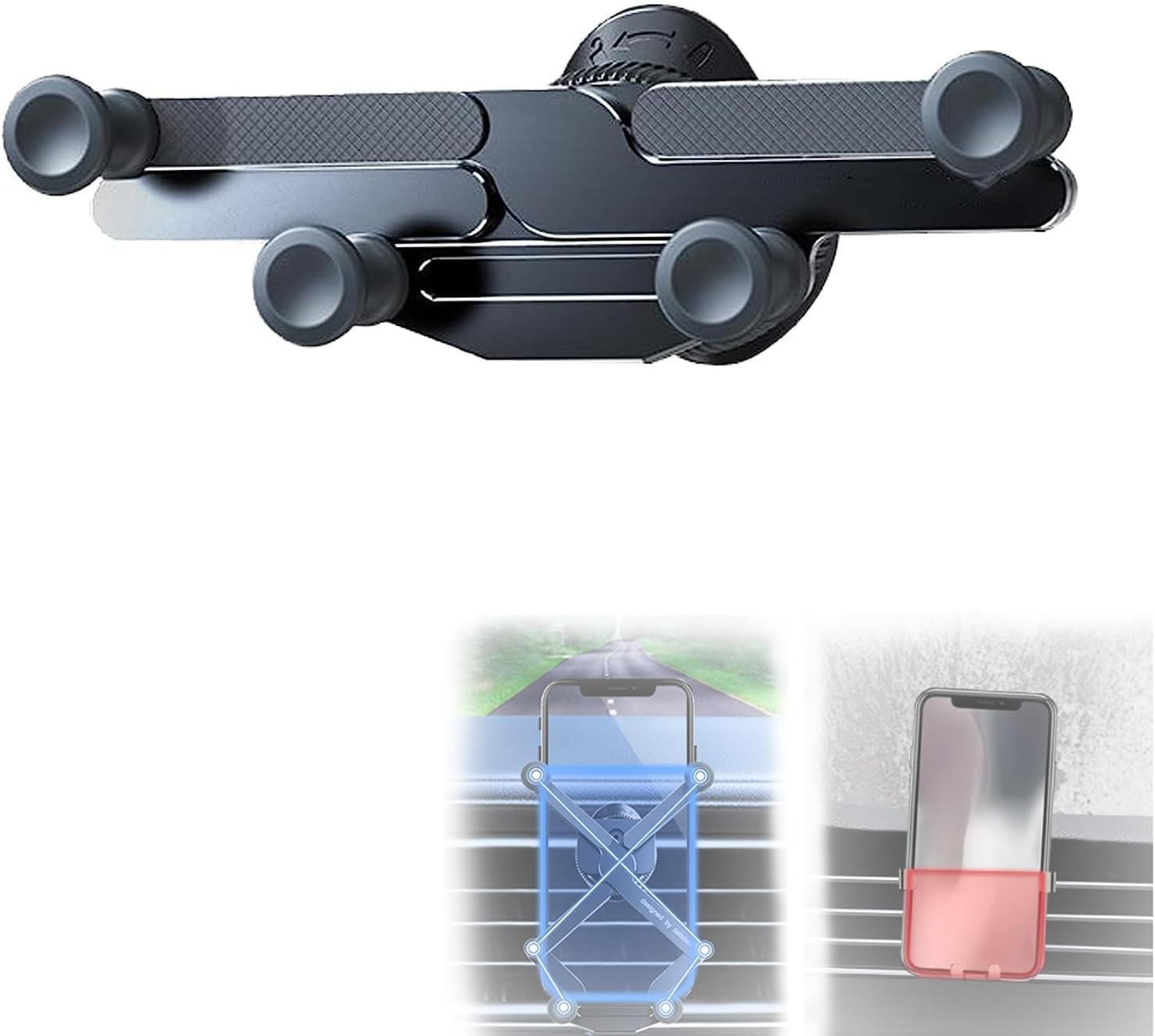 Peachloft – Soporte de teléfono para automóvil, soporte invisible giratorio para ventilación de aire, soporte invisible para teléfono de coche,