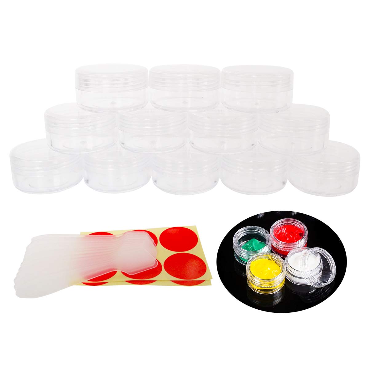 Wopanxye – 12 frascos pequeños de muestra de 0.35 onzas líquidas, contenedor de cosméticos vacío recargable de 0.35 onzas, recipiente redondo de
