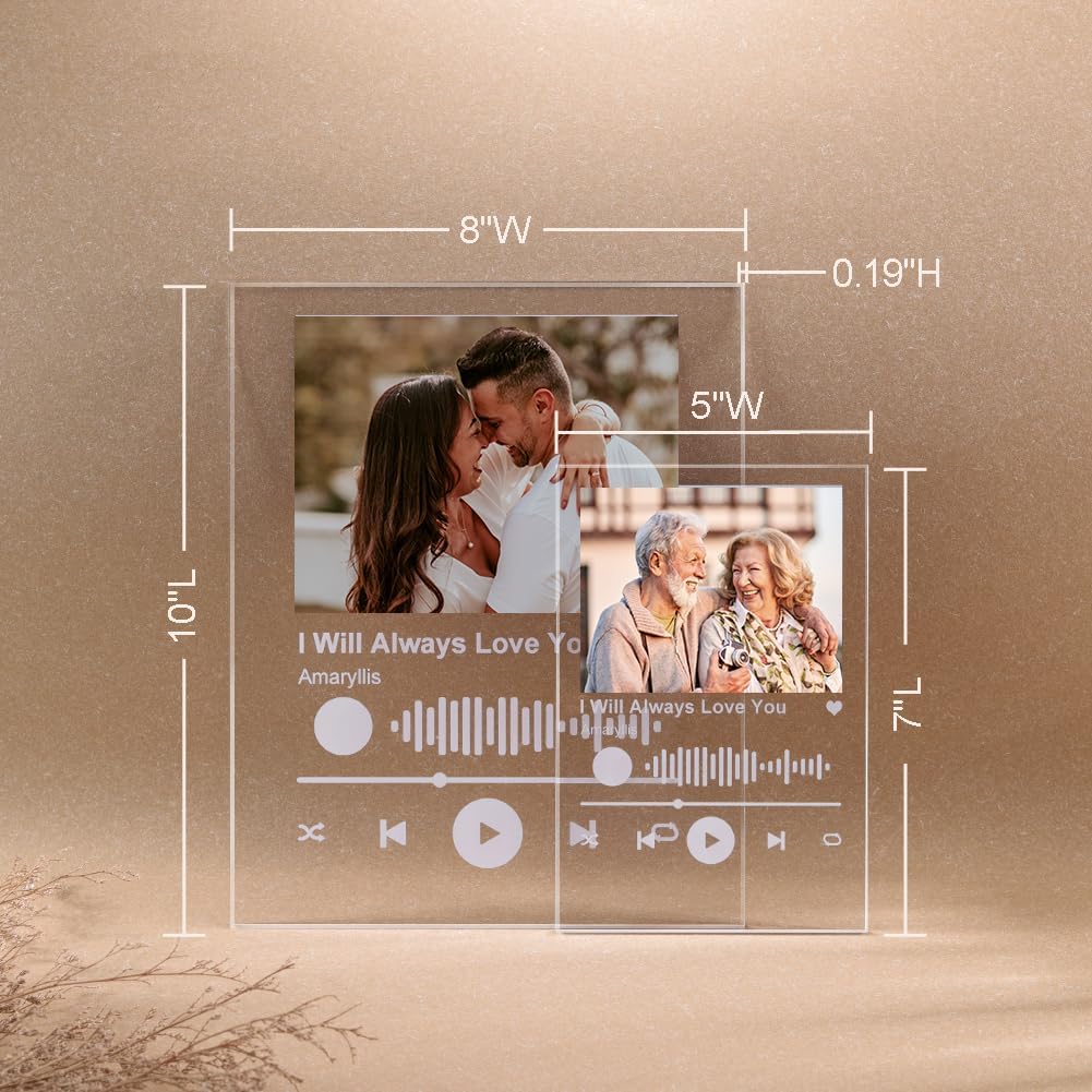 ShineSand Placa personalizada de Spotify con imagen, placa de música acrílica personalizada con foto, regalos personalizados para novio, novia,