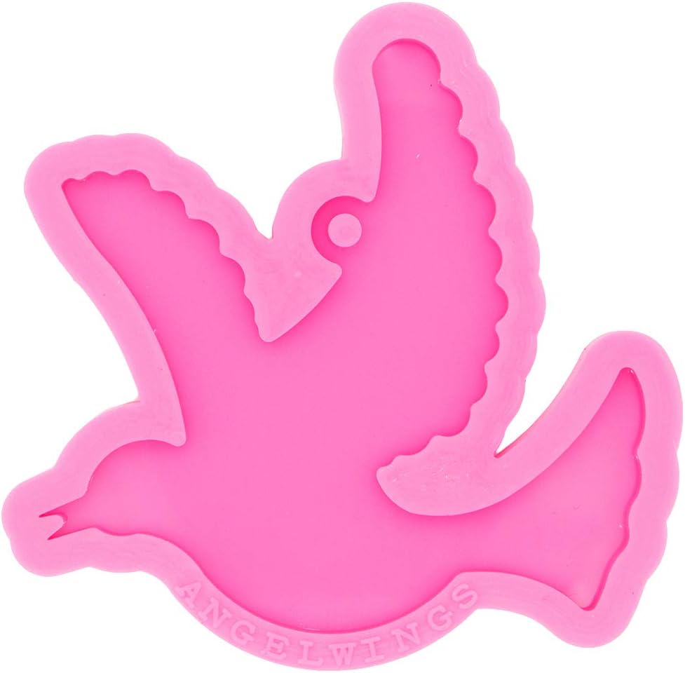 Llavero de silicona brillante con forma de pájaro brillante con agujero para bricolaje de pájaros voladores, collar de caramelo, joyería epoxi,